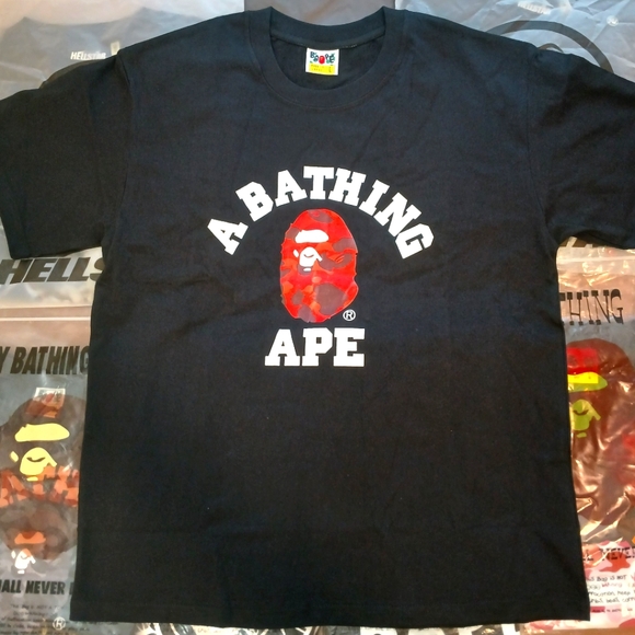 Bape Other - Bape Black Tee with Red Camo Logo